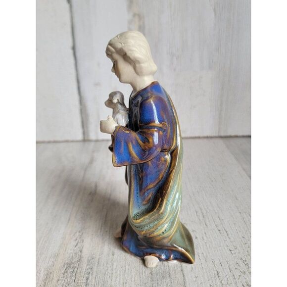 Nativity scene Shepherd boy lamb figure ceramic Xmas - Picture 6 of 7